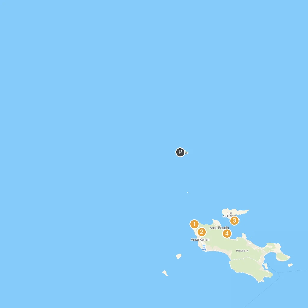 Aride Island, Seychelles map with numbered points of interest