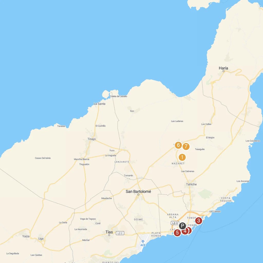 Arrecife, Lanzarote map with numbered points of interest