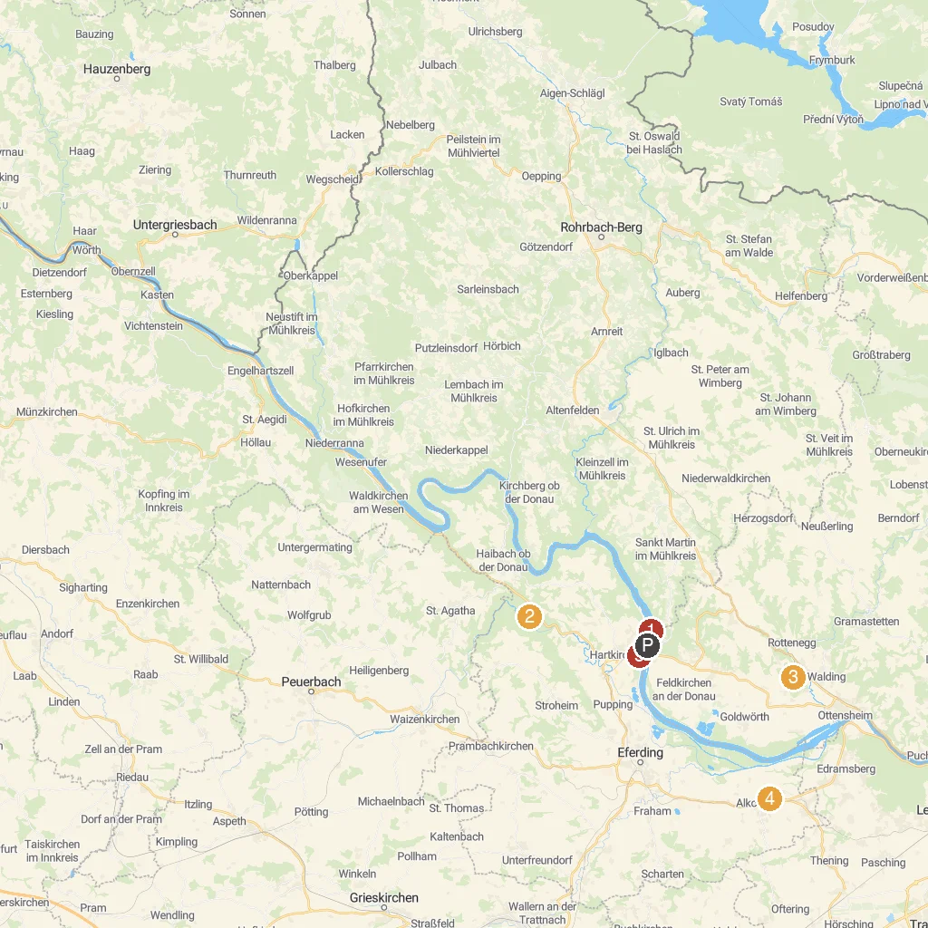 Aschach an der Donau, Upper Austria, Austria map with numbered points of interest