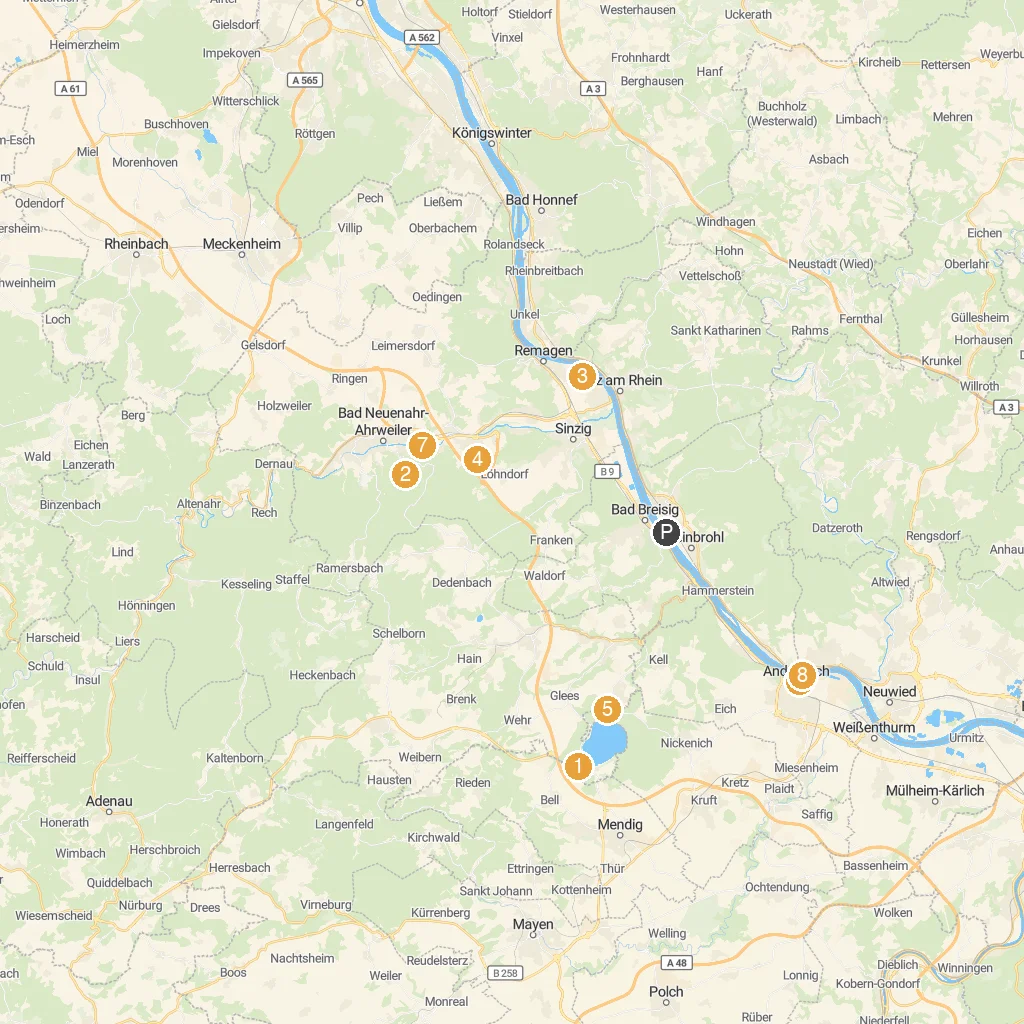 Bad Breisig, Rhineland-Palatinate, Germany map with numbered points of interest