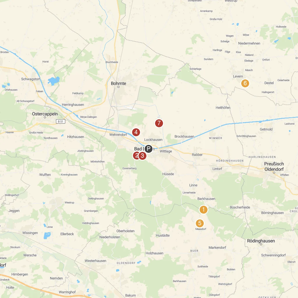 Bad Essen, Lower Saxony, Germany map with numbered points of interest