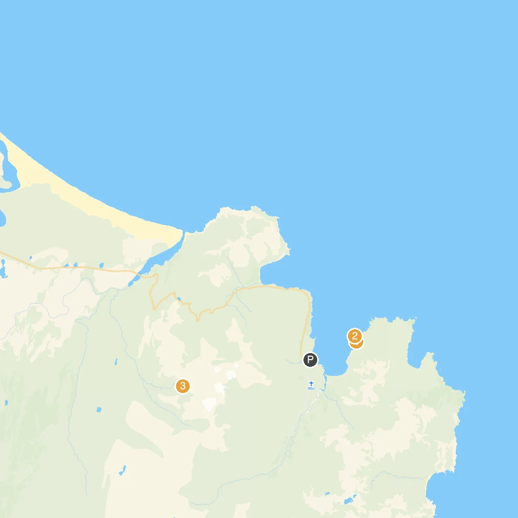 Bakkagerði, East Iceland, Iceland map with numbered points of interest