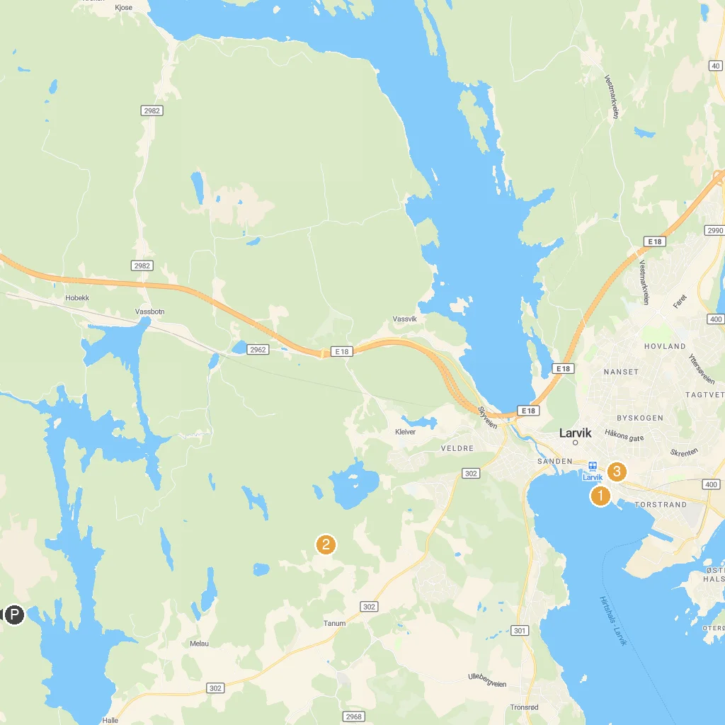 Bjørnøya, Svalbard, Norway map with numbered points of interest