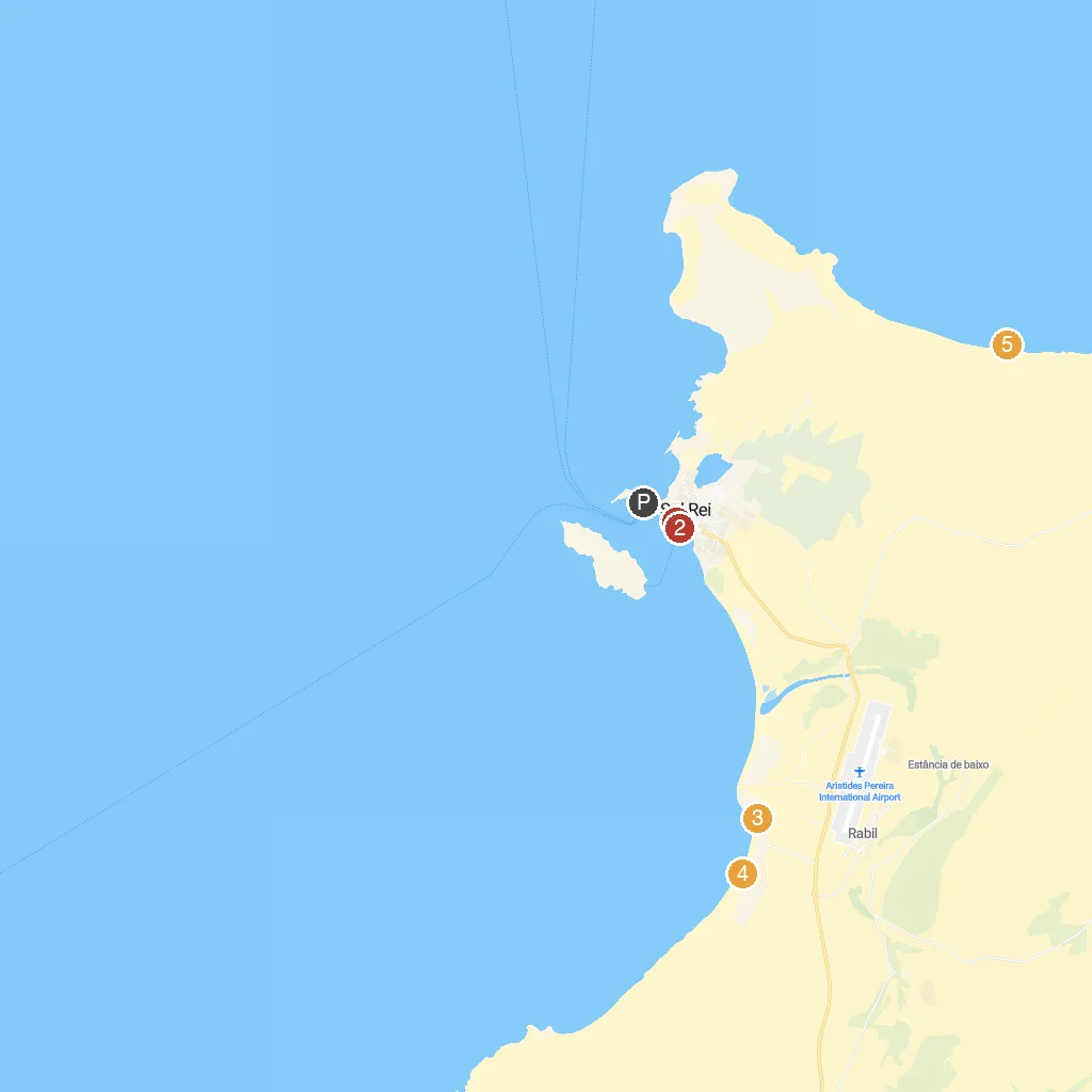 Boa Vista Island, Cape Verde map with numbered points of interest