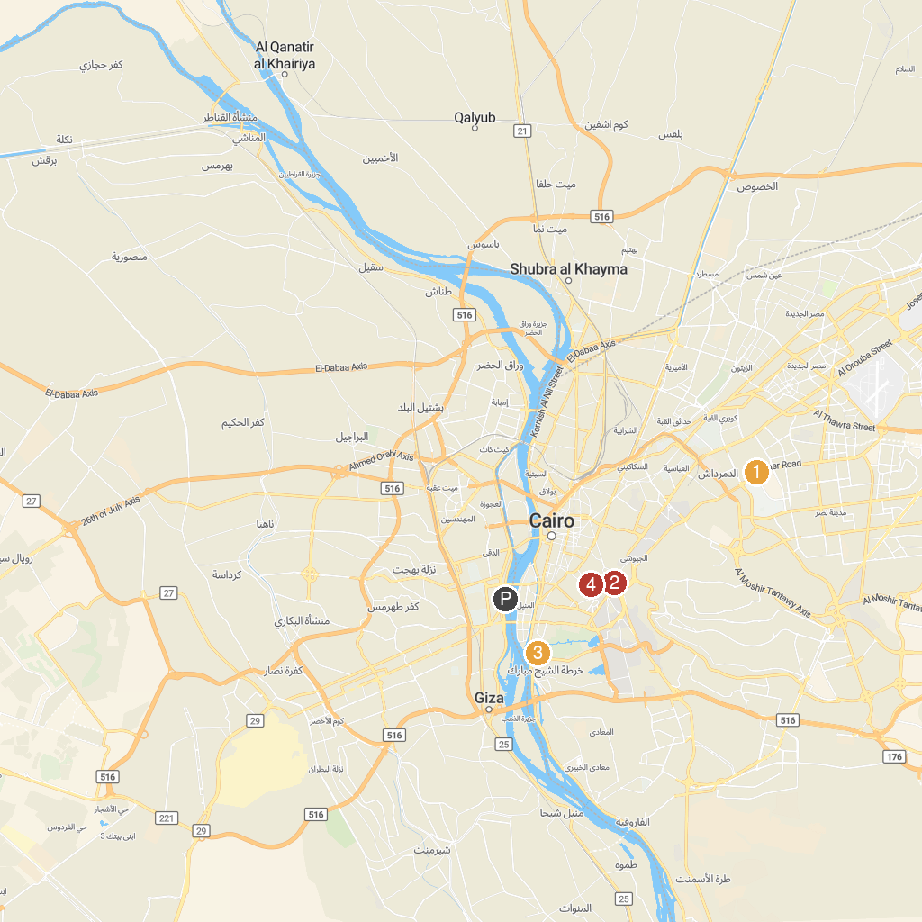 Cairo, Cairo Governorate, Egypt map with numbered points of interest