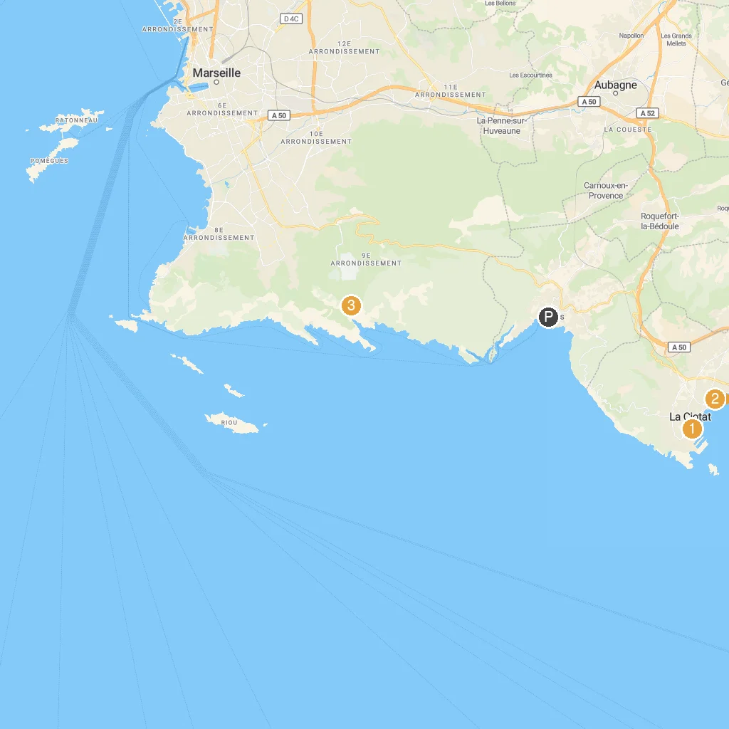 Cassis, Provence, France map with numbered points of interest