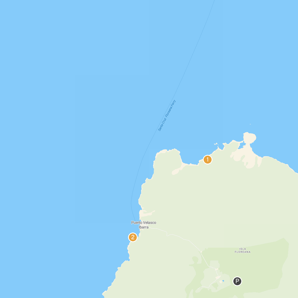 Champion Islet, Floreana, Galapagos, Ecuador map with numbered points of interest