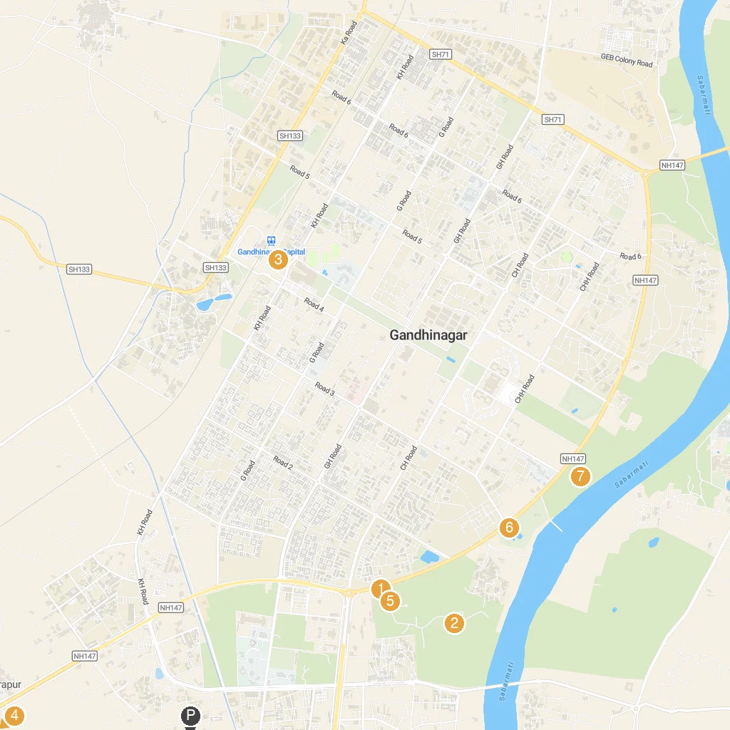 Diu Island, Gujarat, India map with numbered points of interest