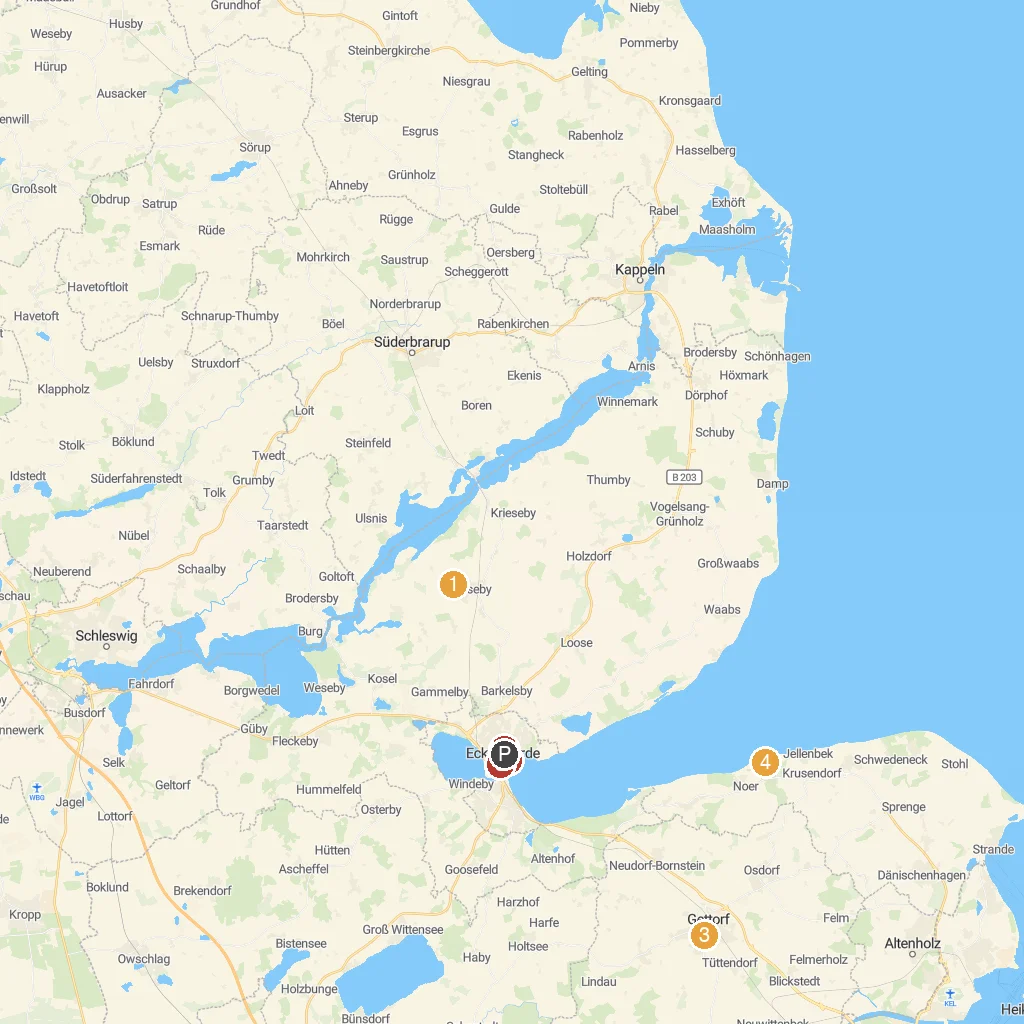 Eckernförde, Schleswig-Holstein, Germany map with numbered points of interest