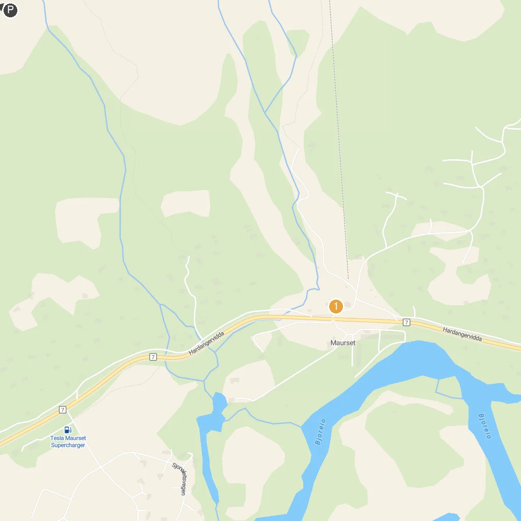 Eidfjord, Vestland, Norway map with numbered points of interest