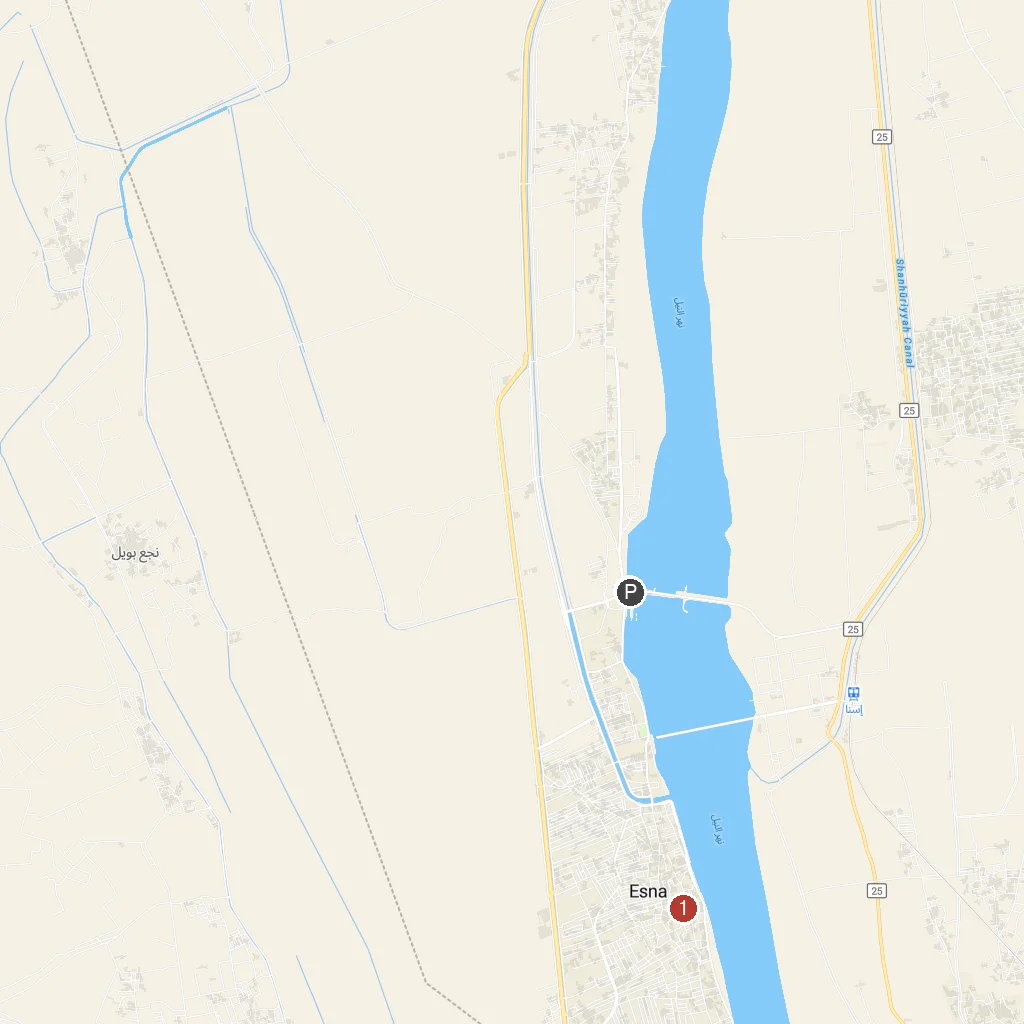 Esna, Upper Egypt, Egypt map with numbered points of interest