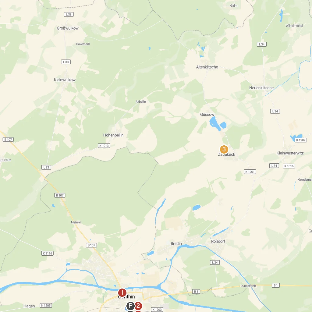 Genthin, Saxony-Anhalt, Germany map with numbered points of interest