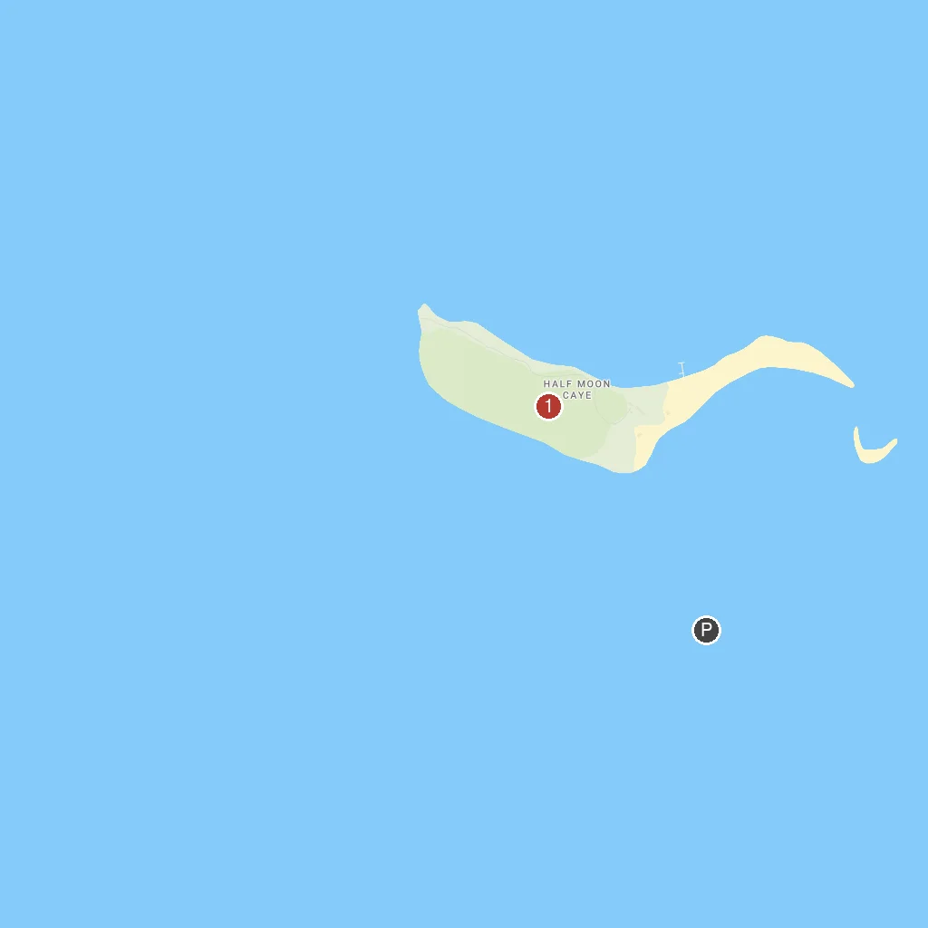 Half Moon Caye, Lighthouse Reef, Belize map with numbered points of interest