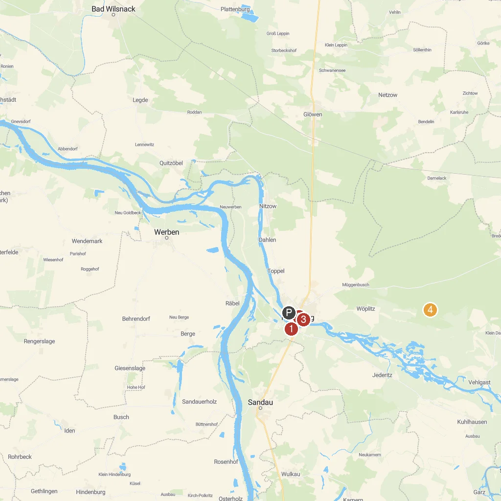 Havelberg, Saxony-Anhalt, Germany map with numbered points of interest