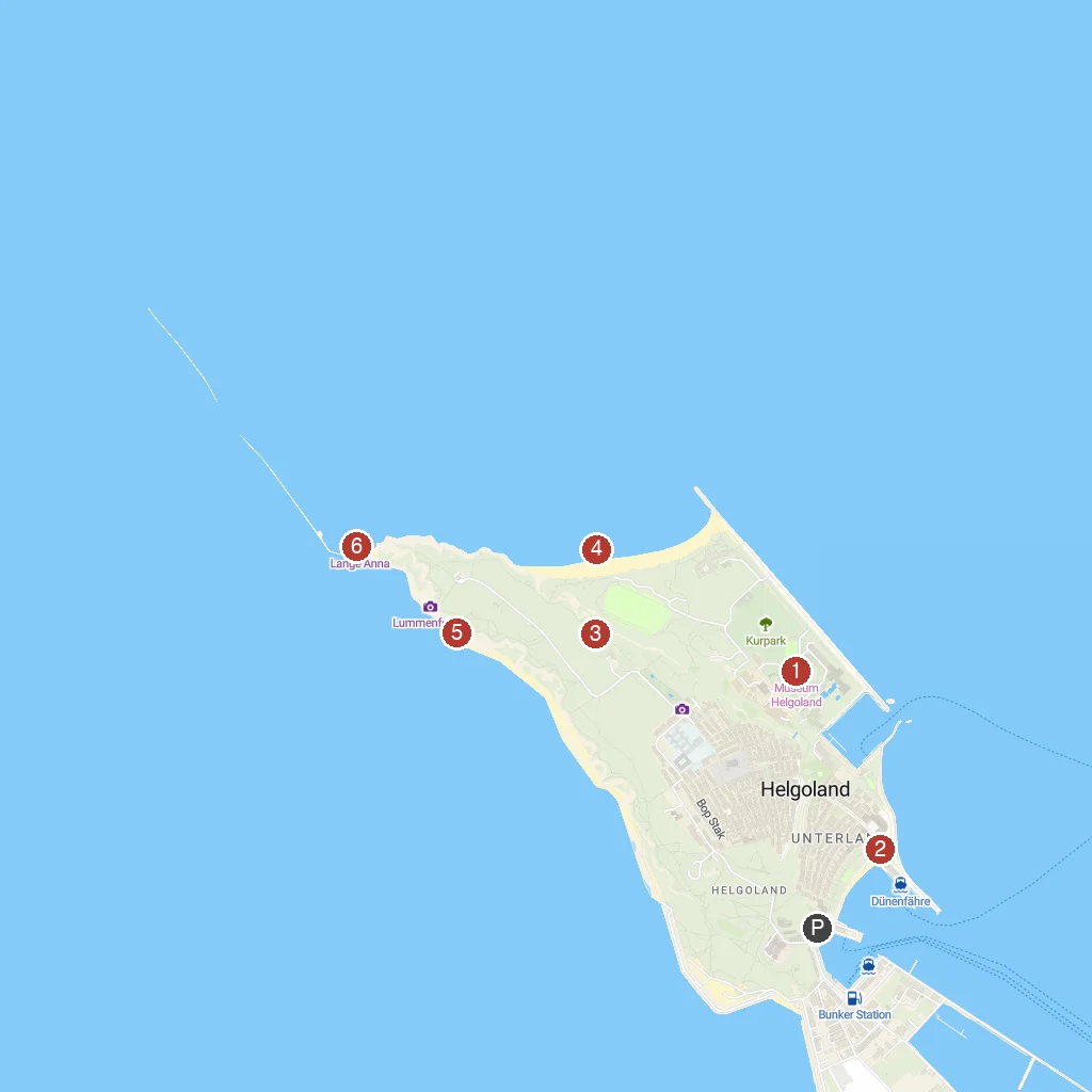 Heligoland, Schleswig-Holstein, Germany map with numbered points of interest