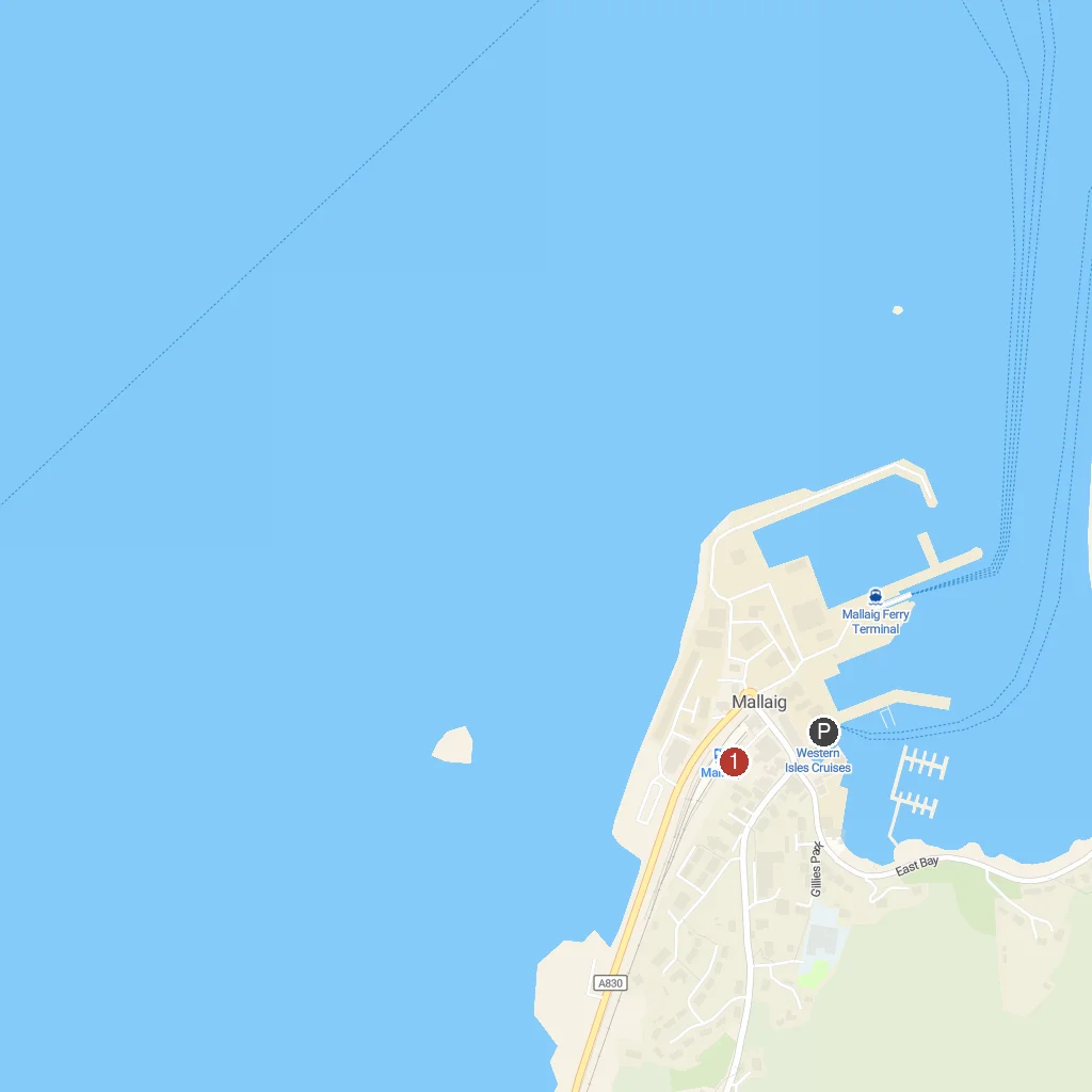 Inverie, Knoydart, Scotland map with numbered points of interest