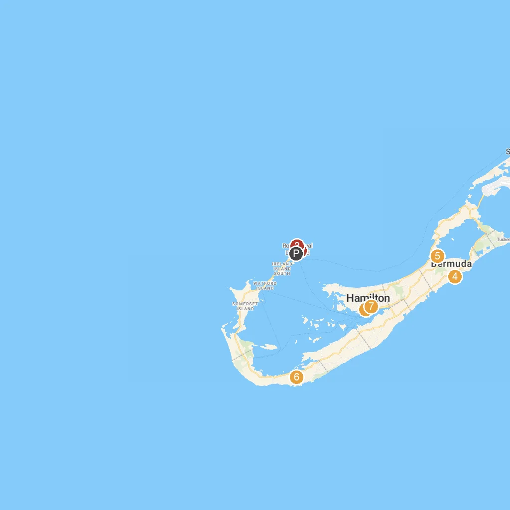 Kings Wharf, Bermuda map with numbered points of interest
