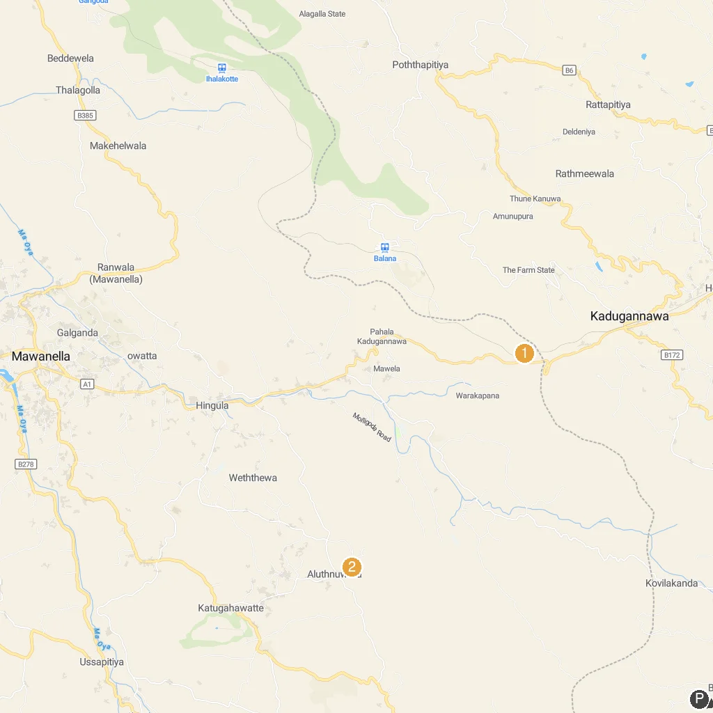 Kirinda, Southern Province, Sri Lanka map with numbered points of interest
