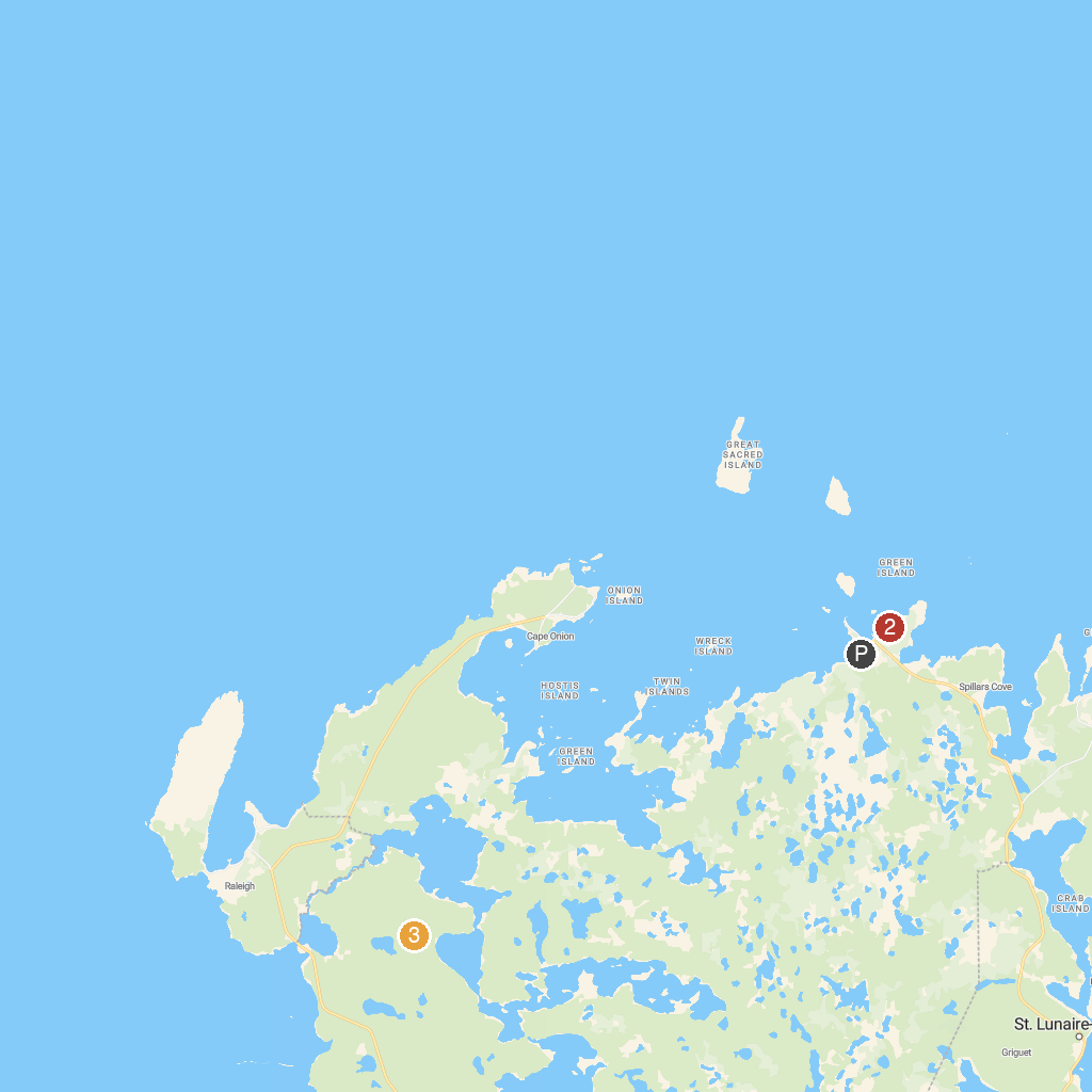L'Anse aux Meadows, Newfoundland, Canada map with numbered points of interest