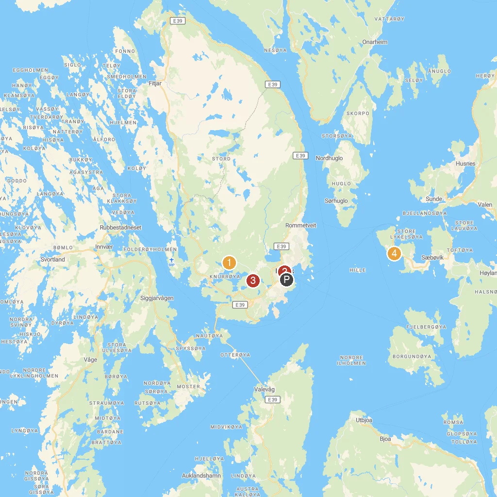 Leirvik, Stord, Norway map with numbered points of interest