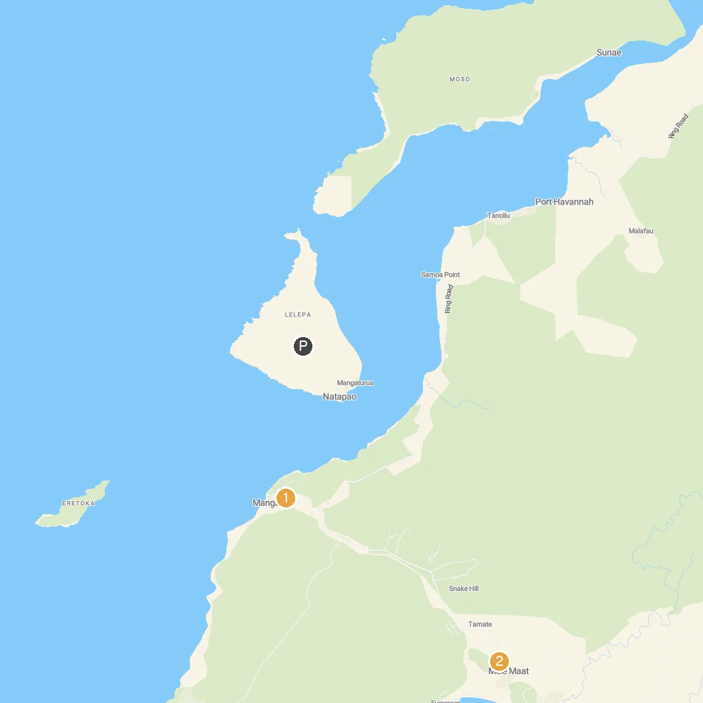 Lelepa Island, Efate, Vanuatu map with numbered points of interest