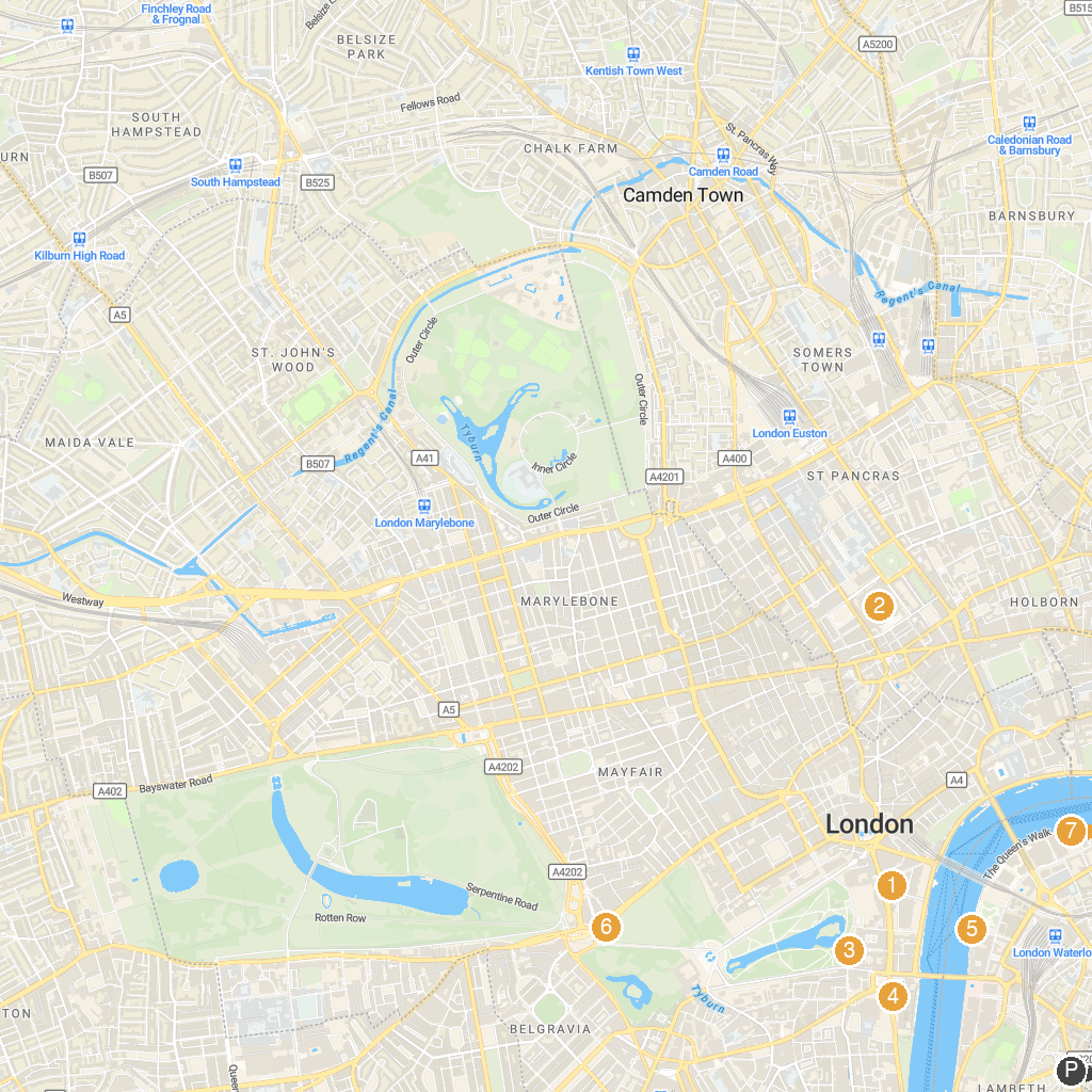 Greenwich, London, England map with numbered points of interest