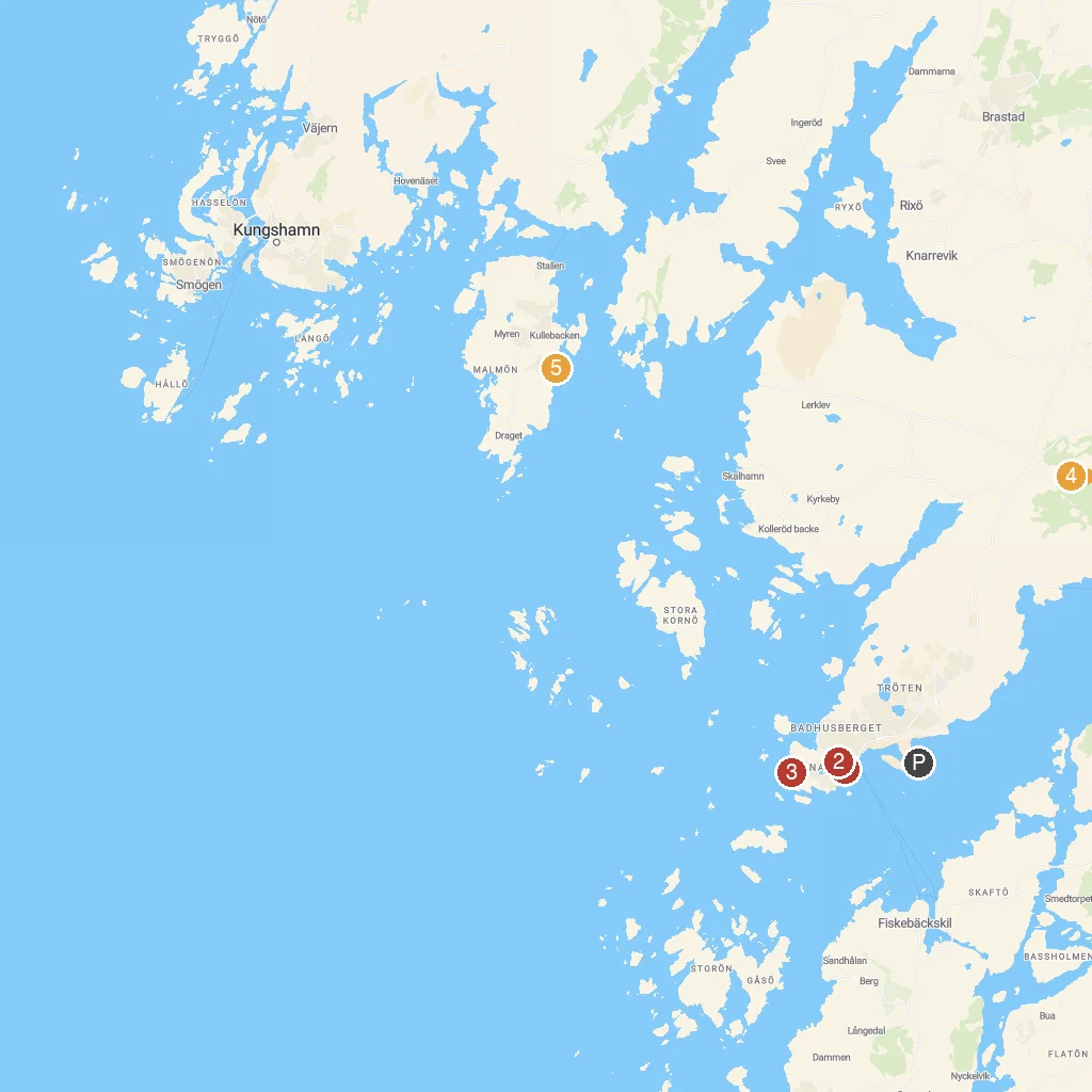Lysekil, Västra Götaland, Sweden map with numbered points of interest