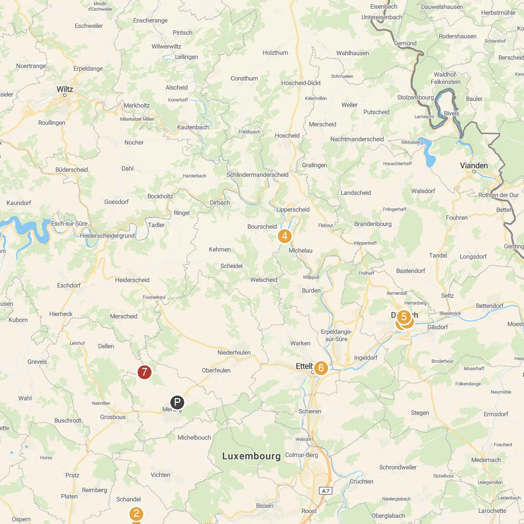 Merzig, Saarland, Germany map with numbered points of interest