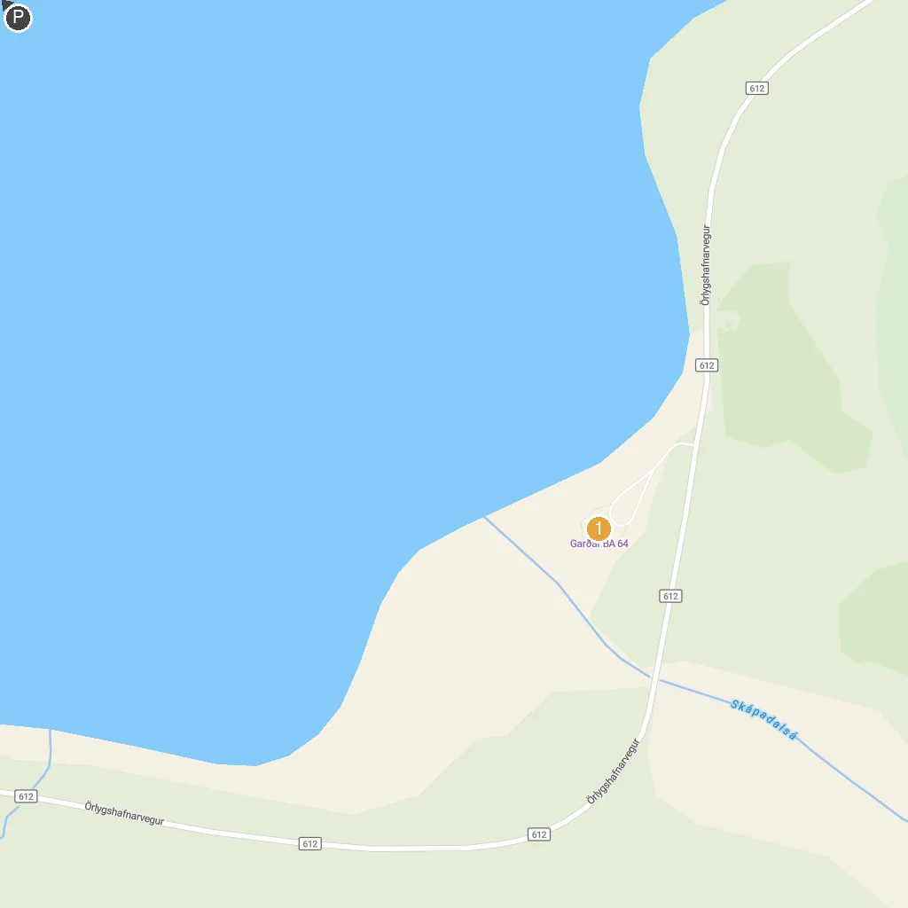 Patreksfjörður, Westfjords, Iceland map with numbered points of interest
