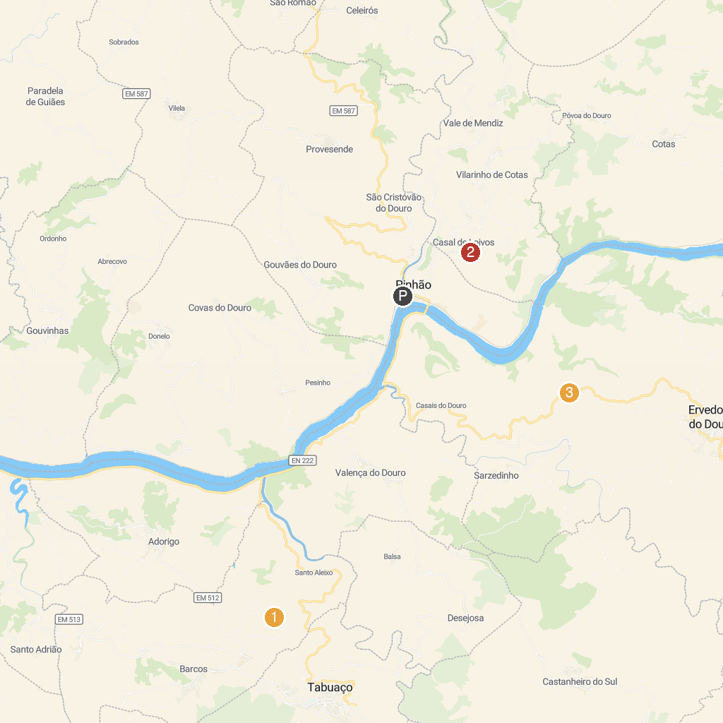Pinhão, Douro Valley, Portugal map with numbered points of interest