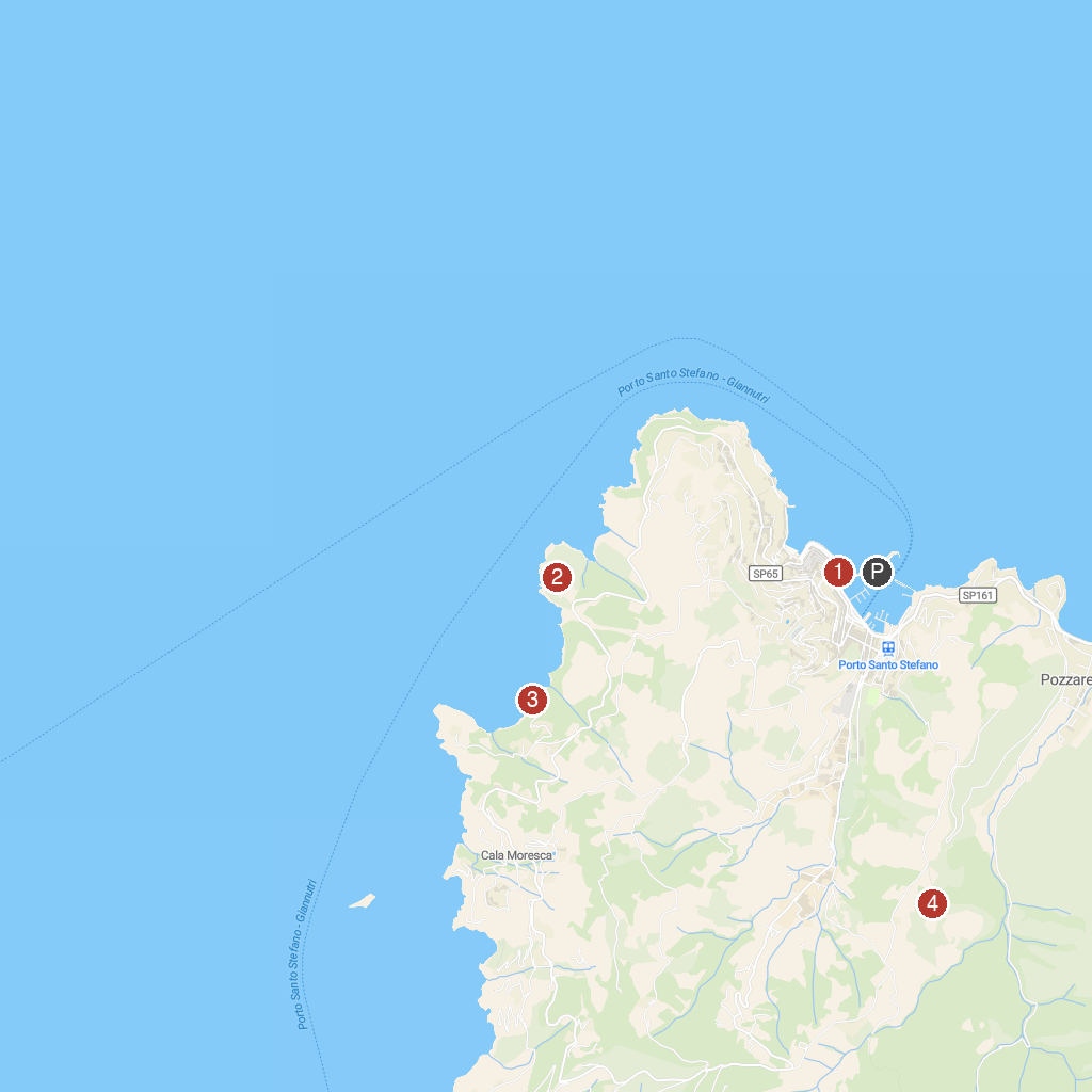 Porto Santo Stefano, Tuscany, Italy map with numbered points of interest