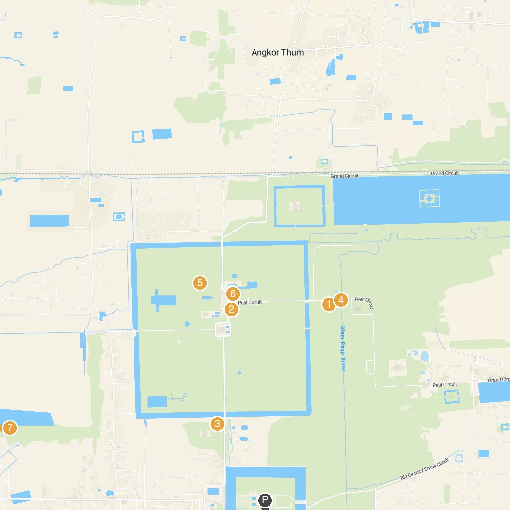 Siem Reap, Siem Reap Province, Cambodia map with numbered points of interest