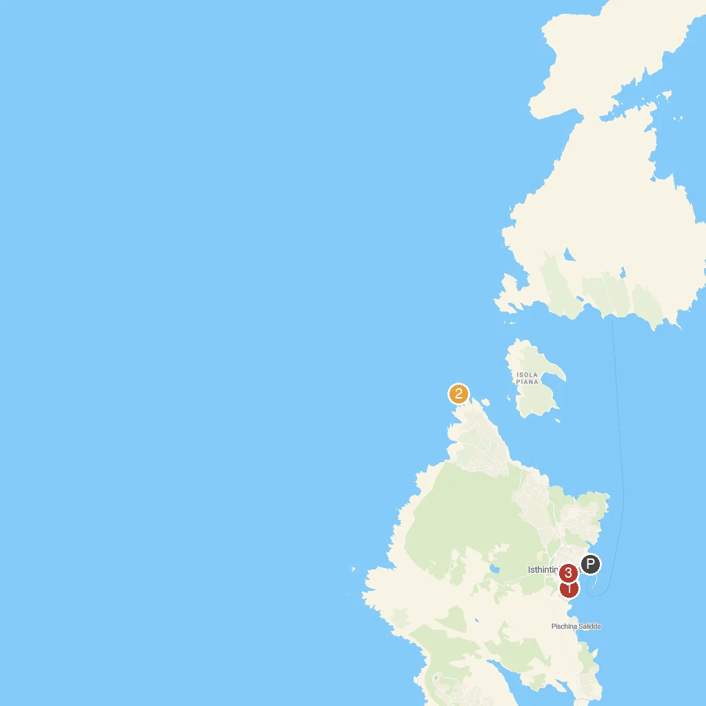 Stintino, Sardinia, Italy map with numbered points of interest