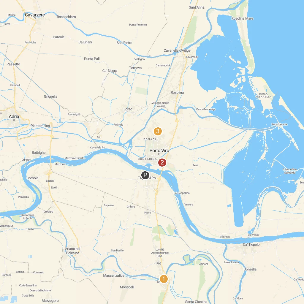 Taglio di Po, Veneto, Italy map with numbered points of interest