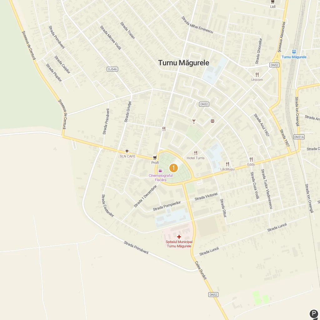 Turnu Măgurele, Teleorman, Romania map with numbered points of interest