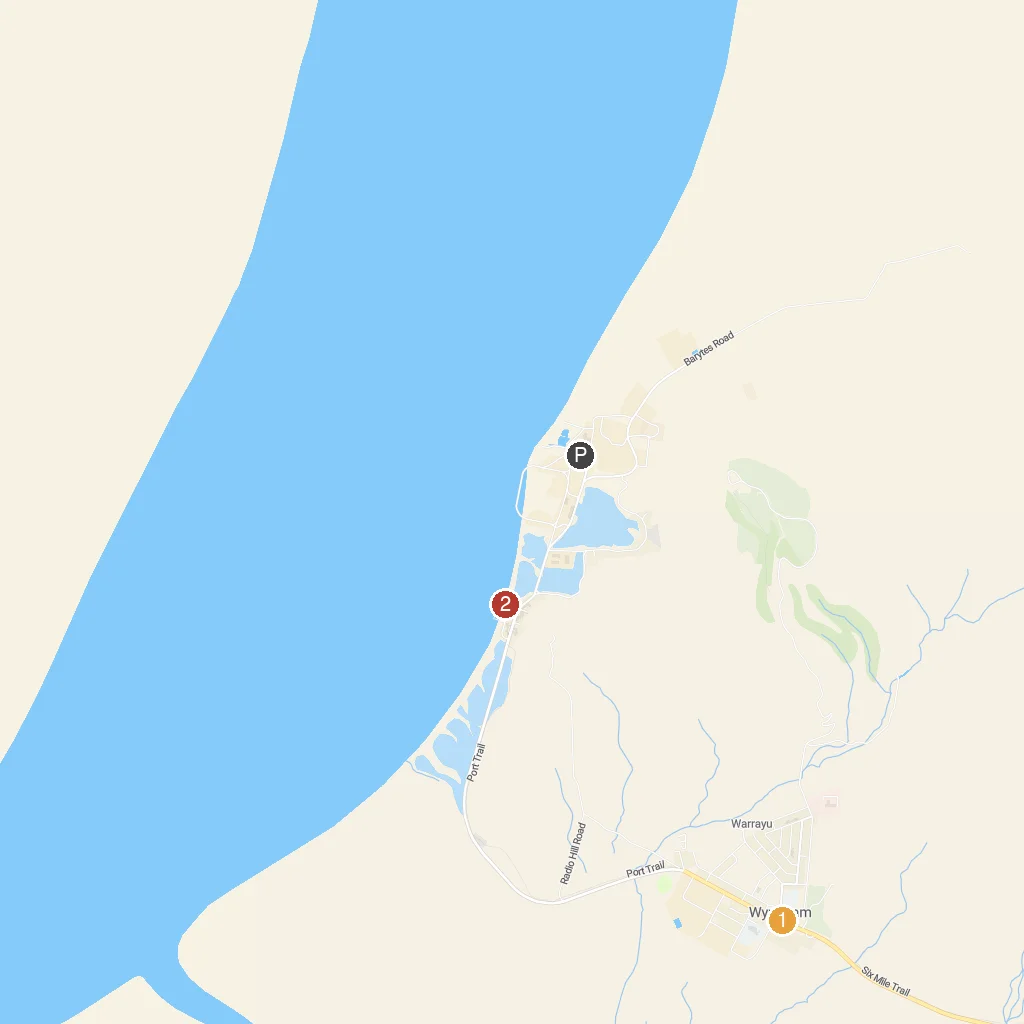 Wyndham, Western Australia, Australia map with numbered points of interest